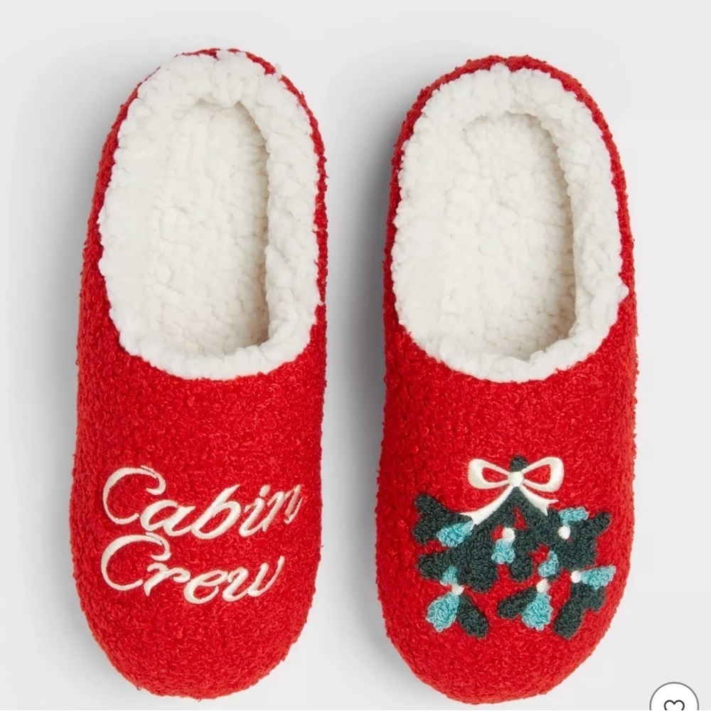 New Wondershop Kids Cabin Crew Scuff Slippers- Red 6-7